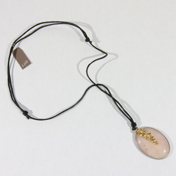 NWT J Jill Rose Quartz Black Adjustable Necklace - Picture 1 of 9